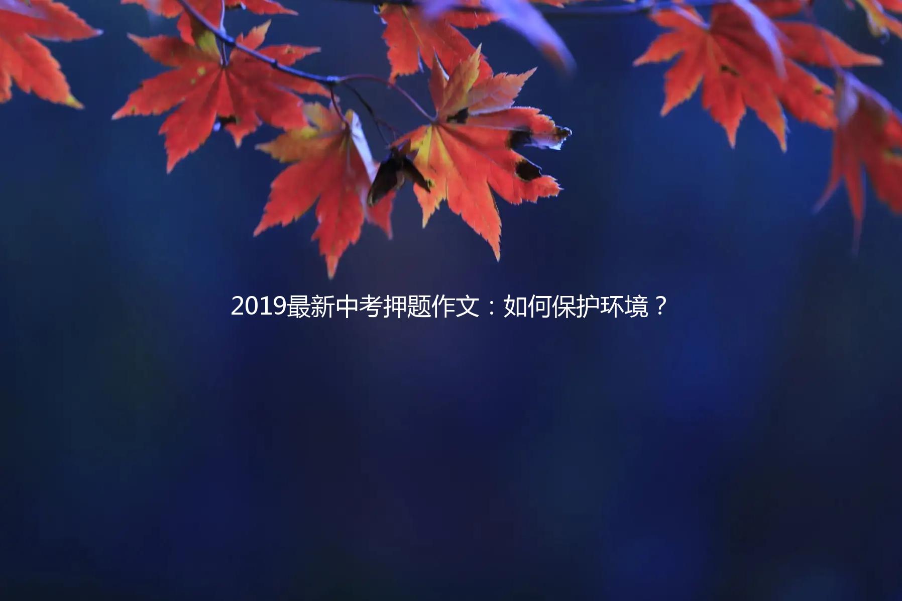 2019最新中考押题作文：如何保护环境？